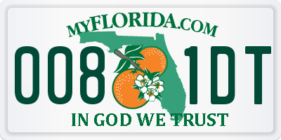 FL license plate 0081DT