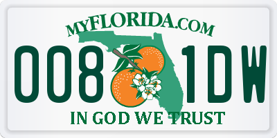 FL license plate 0081DW