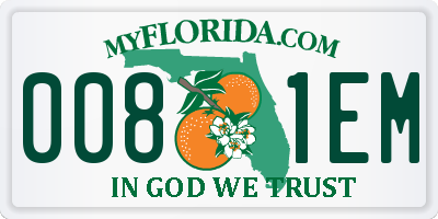 FL license plate 0081EM