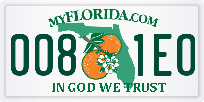 FL license plate 0081EO