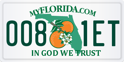 FL license plate 0081ET