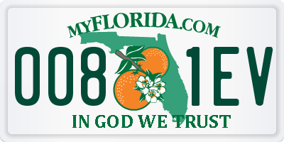 FL license plate 0081EV