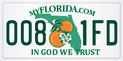 FL license plate 0081FD