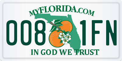FL license plate 0081FN