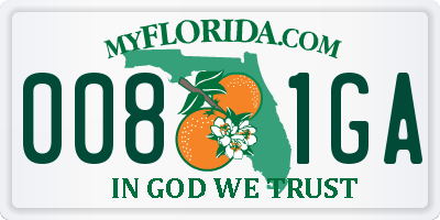 FL license plate 0081GA