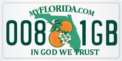 FL license plate 0081GB