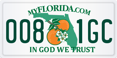 FL license plate 0081GC
