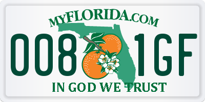 FL license plate 0081GF