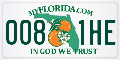 FL license plate 0081HE