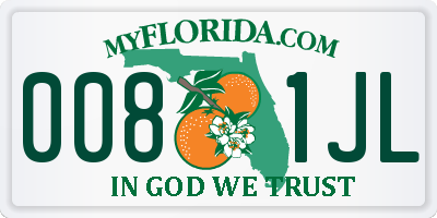 FL license plate 0081JL