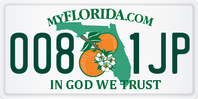 FL license plate 0081JP
