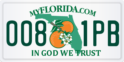 FL license plate 0081PB