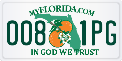 FL license plate 0081PG