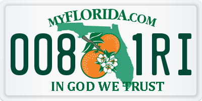 FL license plate 0081RI