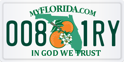 FL license plate 0081RY