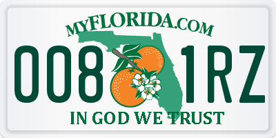FL license plate 0081RZ