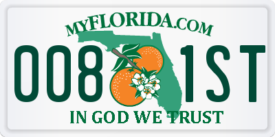 FL license plate 0081ST