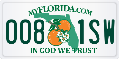 FL license plate 0081SW