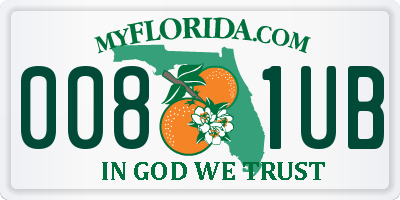 FL license plate 0081UB