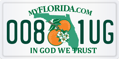 FL license plate 0081UG
