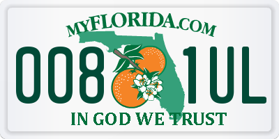 FL license plate 0081UL