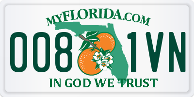 FL license plate 0081VN