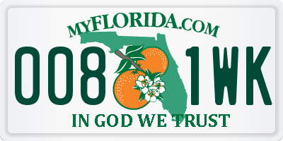 FL license plate 0081WK