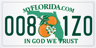 FL license plate 0081ZO