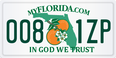 FL license plate 0081ZP
