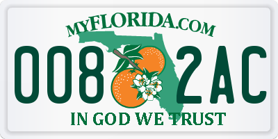 FL license plate 0082AC