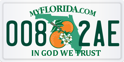 FL license plate 0082AE
