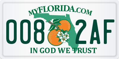 FL license plate 0082AF