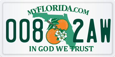 FL license plate 0082AW