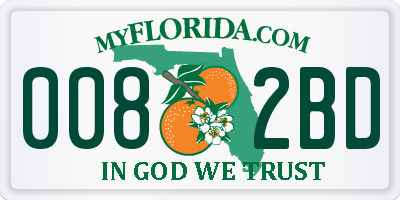 FL license plate 0082BD