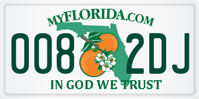 FL license plate 0082DJ