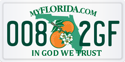 FL license plate 0082GF