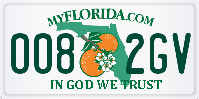 FL license plate 0082GV