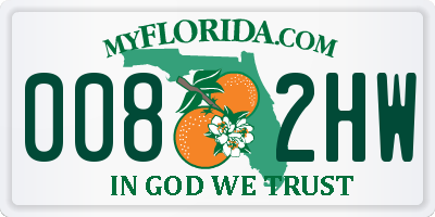 FL license plate 0082HW