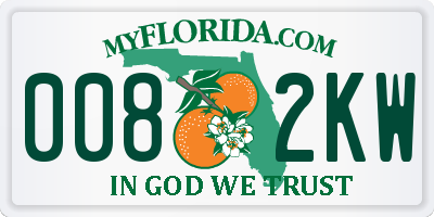 FL license plate 0082KW
