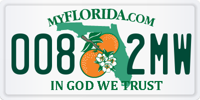 FL license plate 0082MW