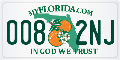 FL license plate 0082NJ