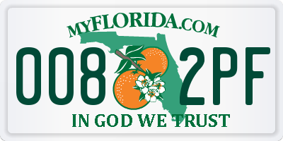 FL license plate 0082PF