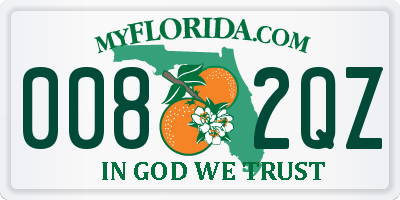 FL license plate 0082QZ