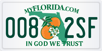 FL license plate 0082SF