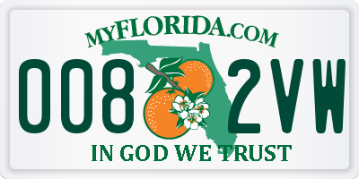 FL license plate 0082VW