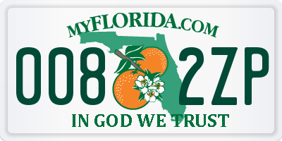 FL license plate 0082ZP