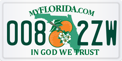 FL license plate 0082ZW