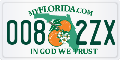 FL license plate 0082ZX