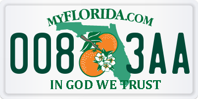 FL license plate 0083AA