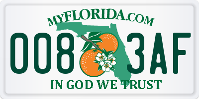 FL license plate 0083AF